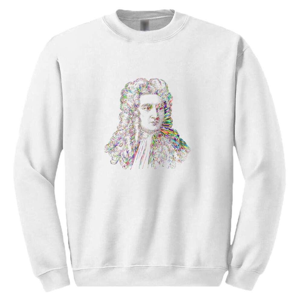 (4XL) Sir Isaac Newton Portrait Science White Sweat Sweater Jumper Mens Sweatshirt