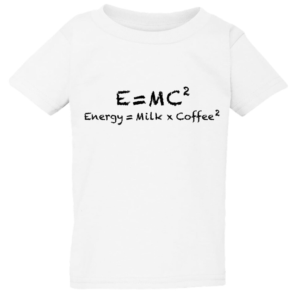 (2XL / 6T / 5-6 YO) E=mc2 Energy Milk Coffee Funny Einstein White T-Shirt Tee Top Baby Kids Boy Girl