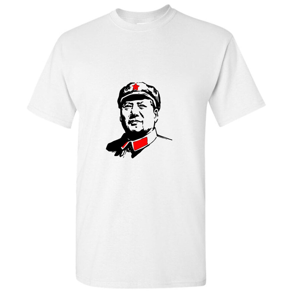 (5XL) Mao Zedong Portrait Chinese Marxist Communism Men White T Shirt Tee Top