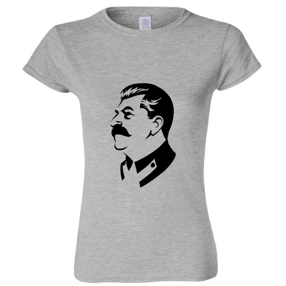 (L) Joseph Stalin Soviet Union Russian Socialist Ladies Women Grey T Shirt Tee Top