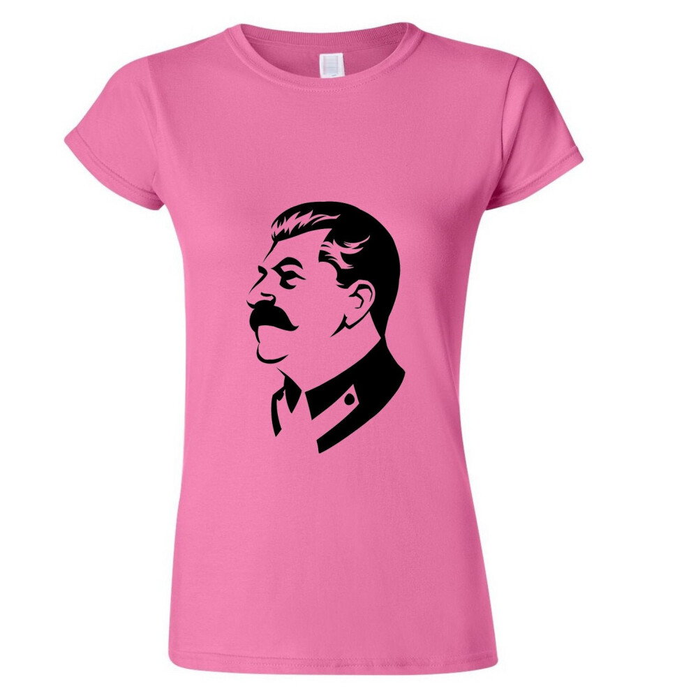 (2XL) Joseph Stalin Soviet Union Russian Socialist Ladies Women Pink T Shirt Tee Top