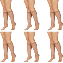 6 Pair Kayser Plus Sheer Knee Hi High NuBeige Stockings Tights H12200 Bulk Women