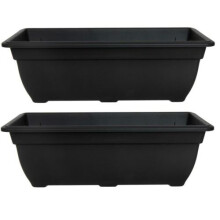 2x Bell Trough Planter Plant Pot 50cm Plastic Black Colour Garden Pot