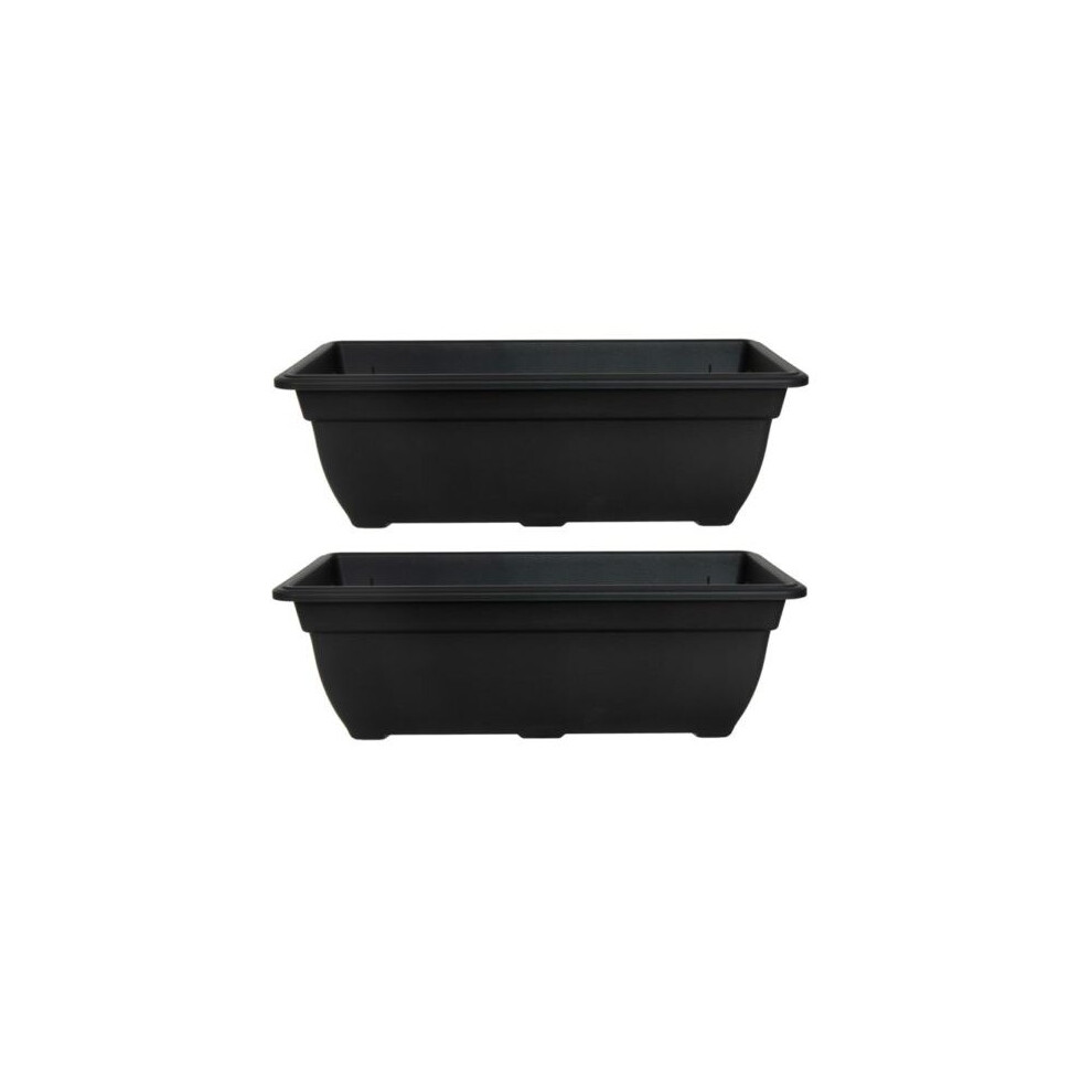 2x Bell Trough Planter Plant Pot 50cm Plastic Black Colour Garden Pot
