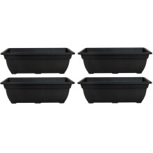 4x Bell Trough Planter Plant Pot 50cm Plastic Black Colour Garden Pot
