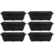 6x Bell Trough Planter Plant Pot 50cm Plastic Black Colour Garden Pot