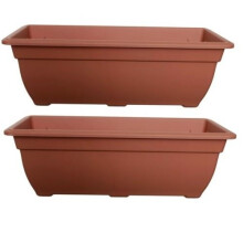 2x Bell Trough Planter 50cm Plastic Terracotta Colour Garden Pot