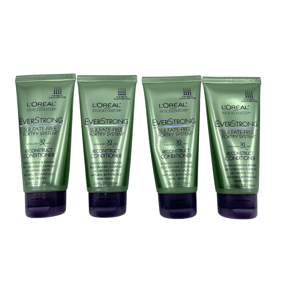 L'Oreal Everstrong Sulfate Free Conditioner Frizzy & Damaged Hair 2 OZ Set of 4