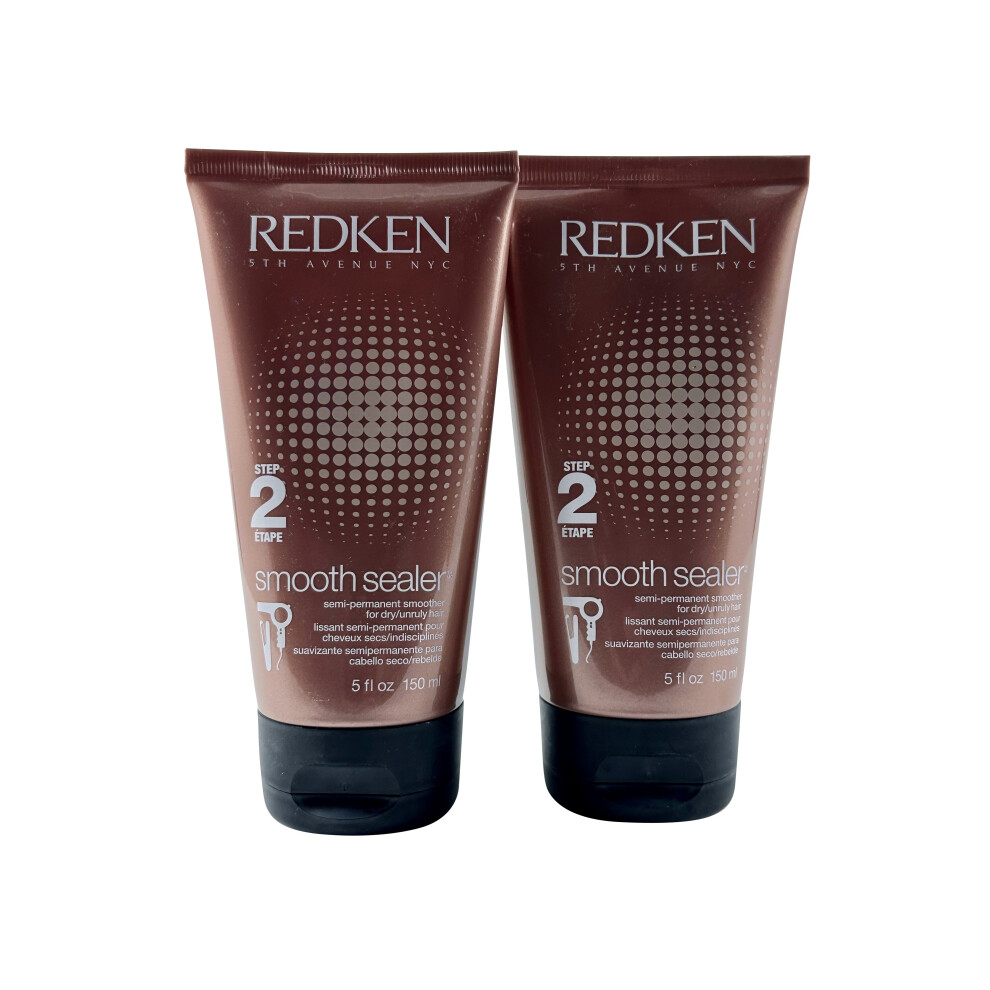 Redken Smooth Sealer Step 2 Semi Permanent Smoother Dry Hair 5 OZ Set of 2