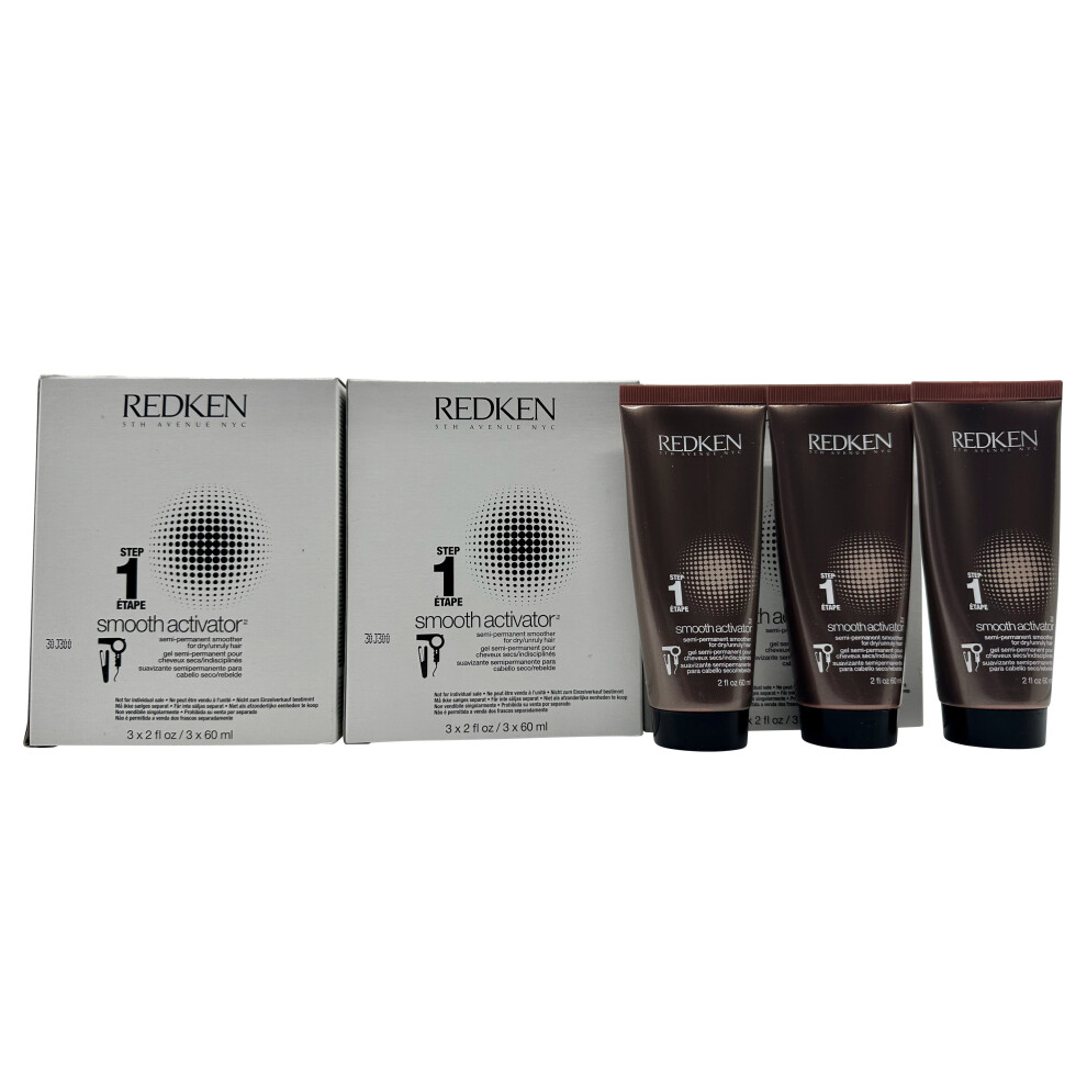 Redken Smooth Activator Step 1 Semi Permanent Smoother Dry Hair 2 OZ x 3 pk of 3