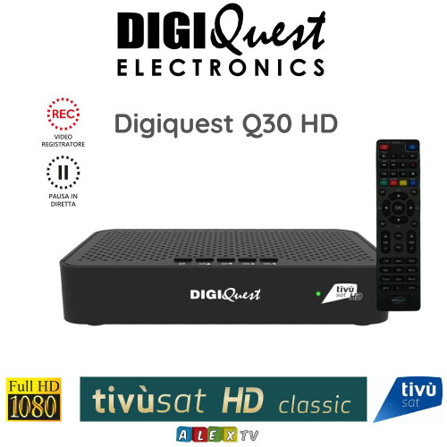 Tivusat Digiquest Q30 HD USB PVR Italian Decoder + ACTIVATED Smartcard