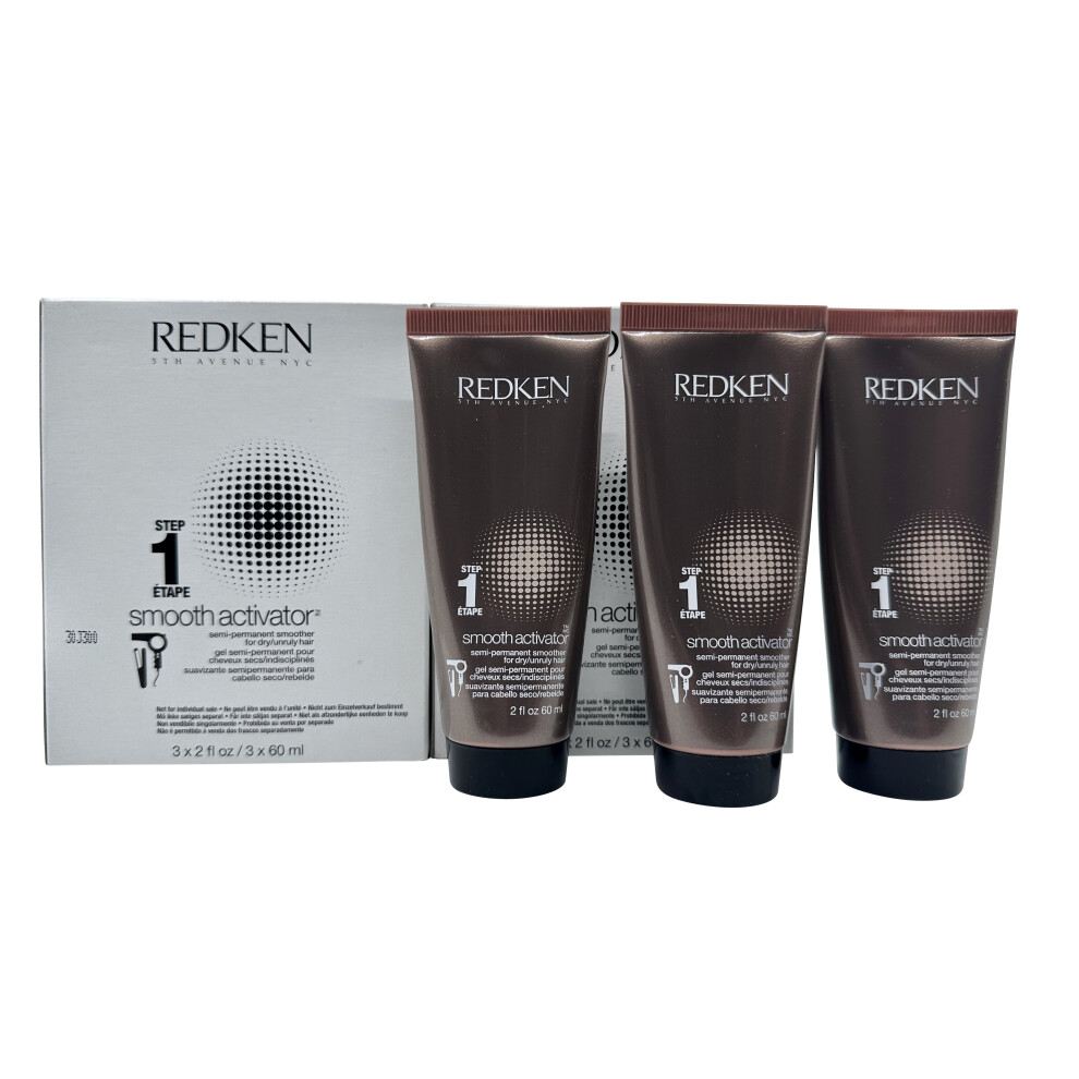 Redken Smooth Activator Step 1 Semi Permanent Smoother Dry Hair 2 OZ x 3 pk of 2