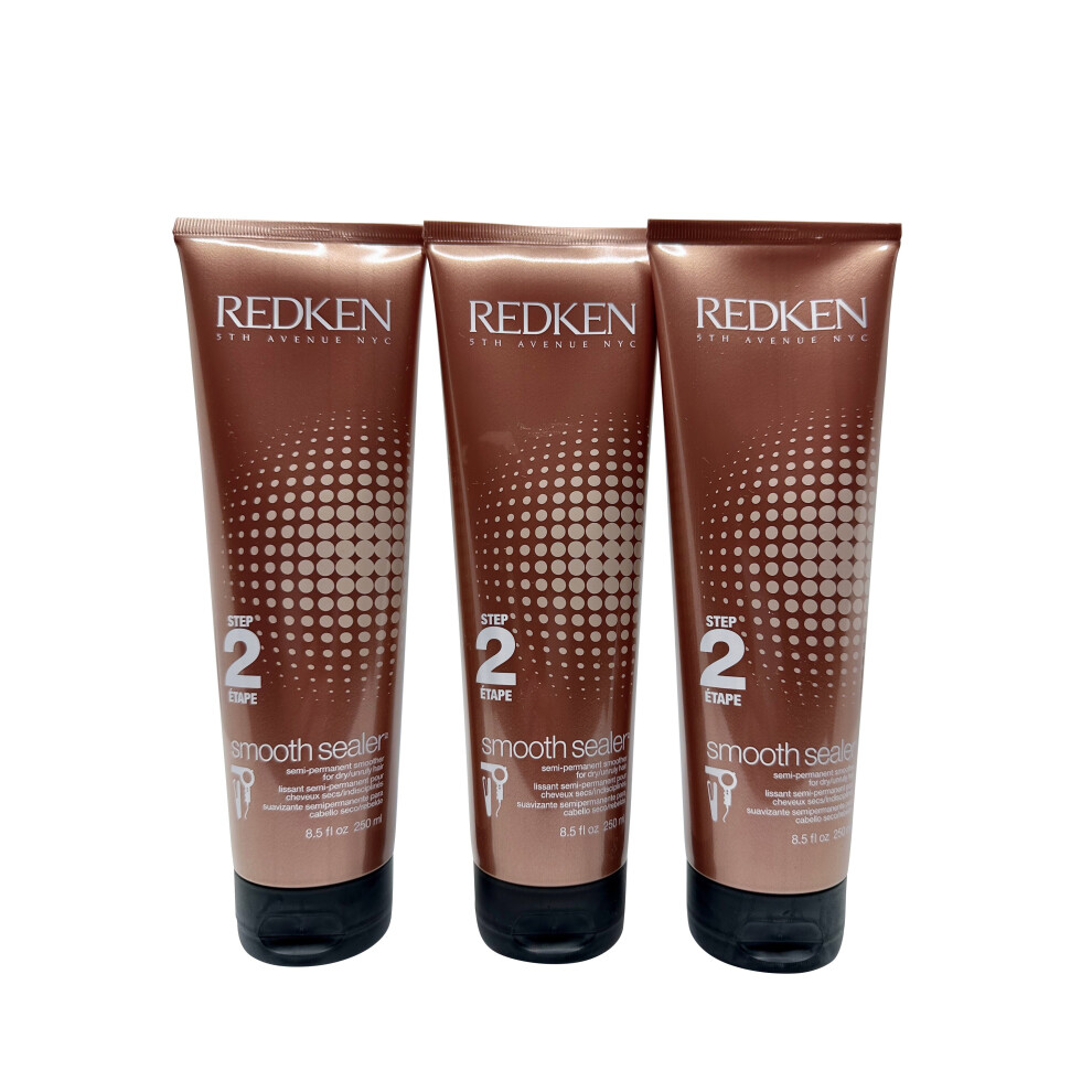 Redken Smooth Sealer Step 2 Semi Permanent Smoother Dry Hair 8.5 OZ Set of 3