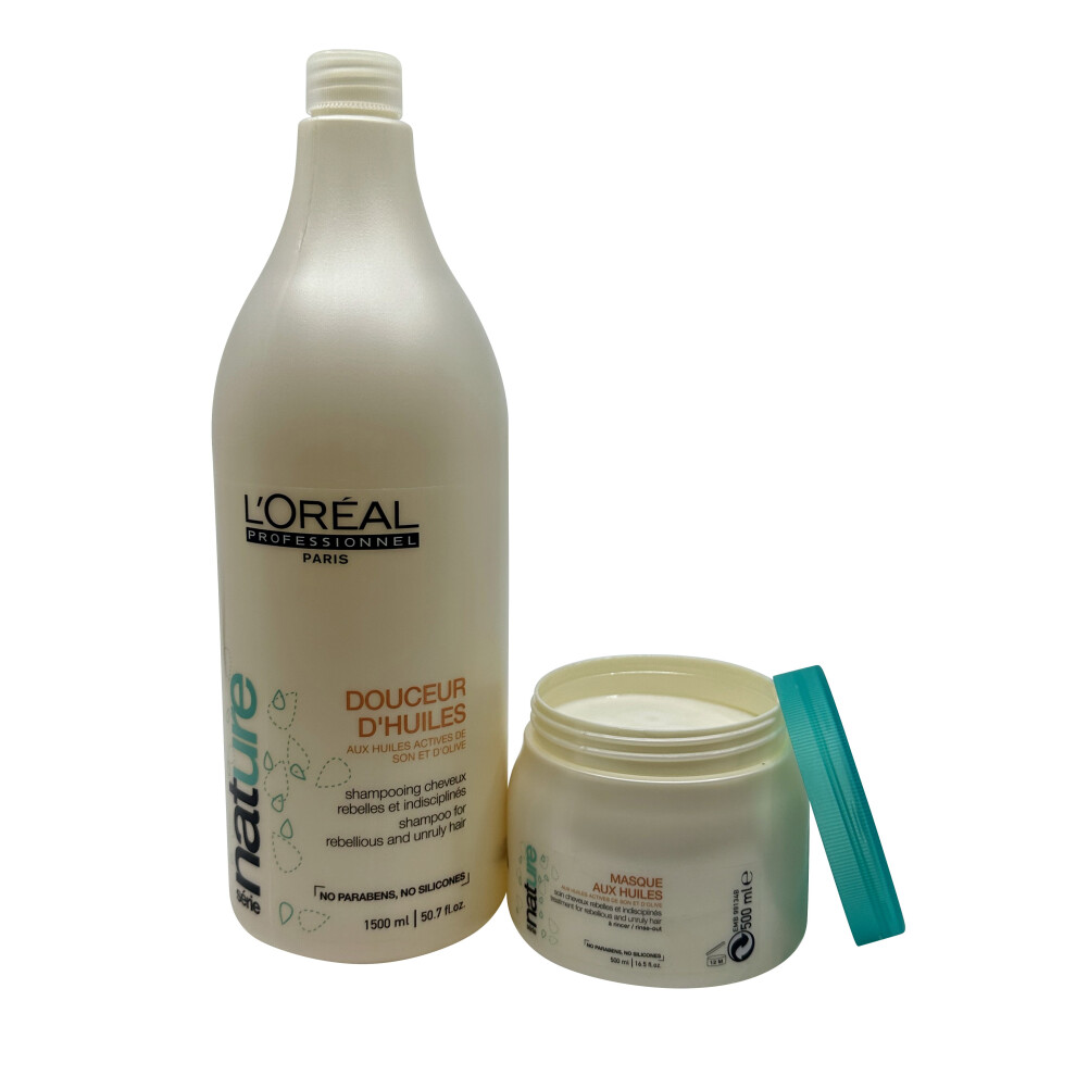 L'Oreal Source De Richesse Shampoo 8.45 OZ & Mask Aux Huiles 6.7 OZ  Set