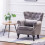 Living And Home (Grey) Velvet Upholstered Wingback Armchair with Cushion 1