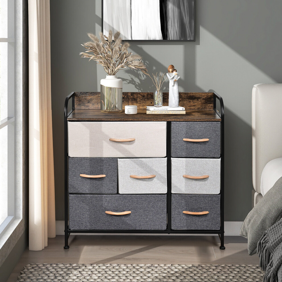 (Multicolor-7 drawer-Brown) 5/7-Drawer Fabric Chest of Drawer Bedroom Dresser