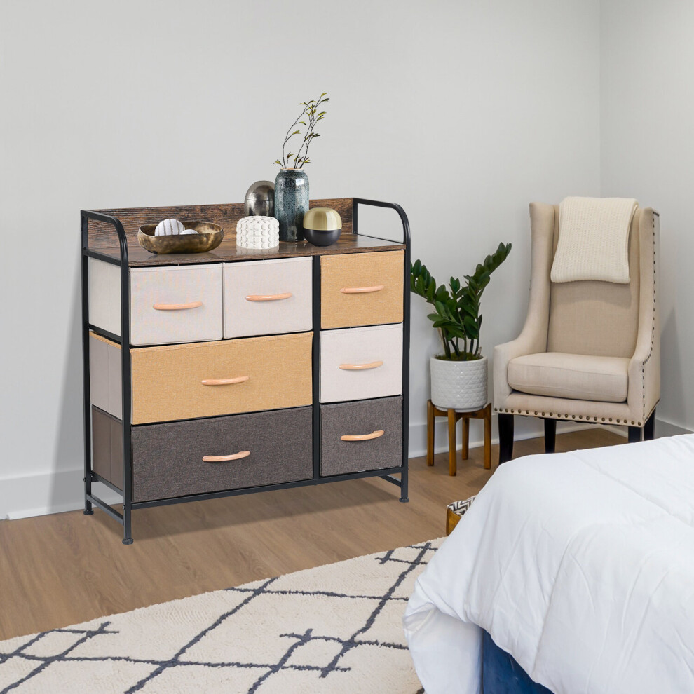 (Multicolor-7 drawer-Yellow) 5/7-Drawer Fabric Chest of Drawer Bedroom Dresser