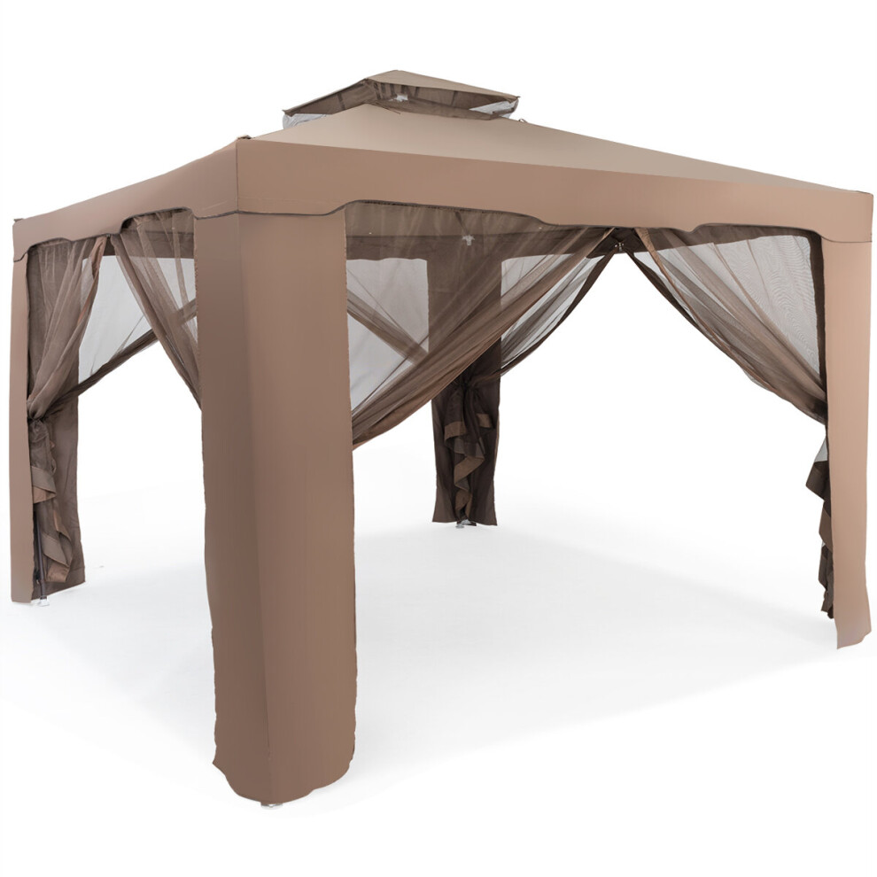 3M x 3M Outdoor Gazebo Pavilion Canopy Tent with Zipped Mesh Side Wall