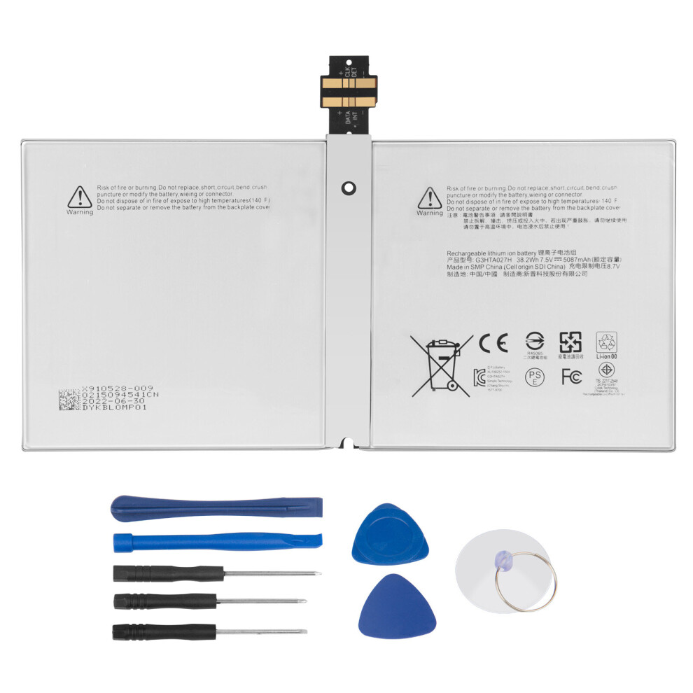 Battery for Microsoft 1724 Surface 4 Surface Pro 4 Surface Pro 4 1724 PN:Microsoft DYNR01 G3HTA027H 5050mAh / 37.88Wh