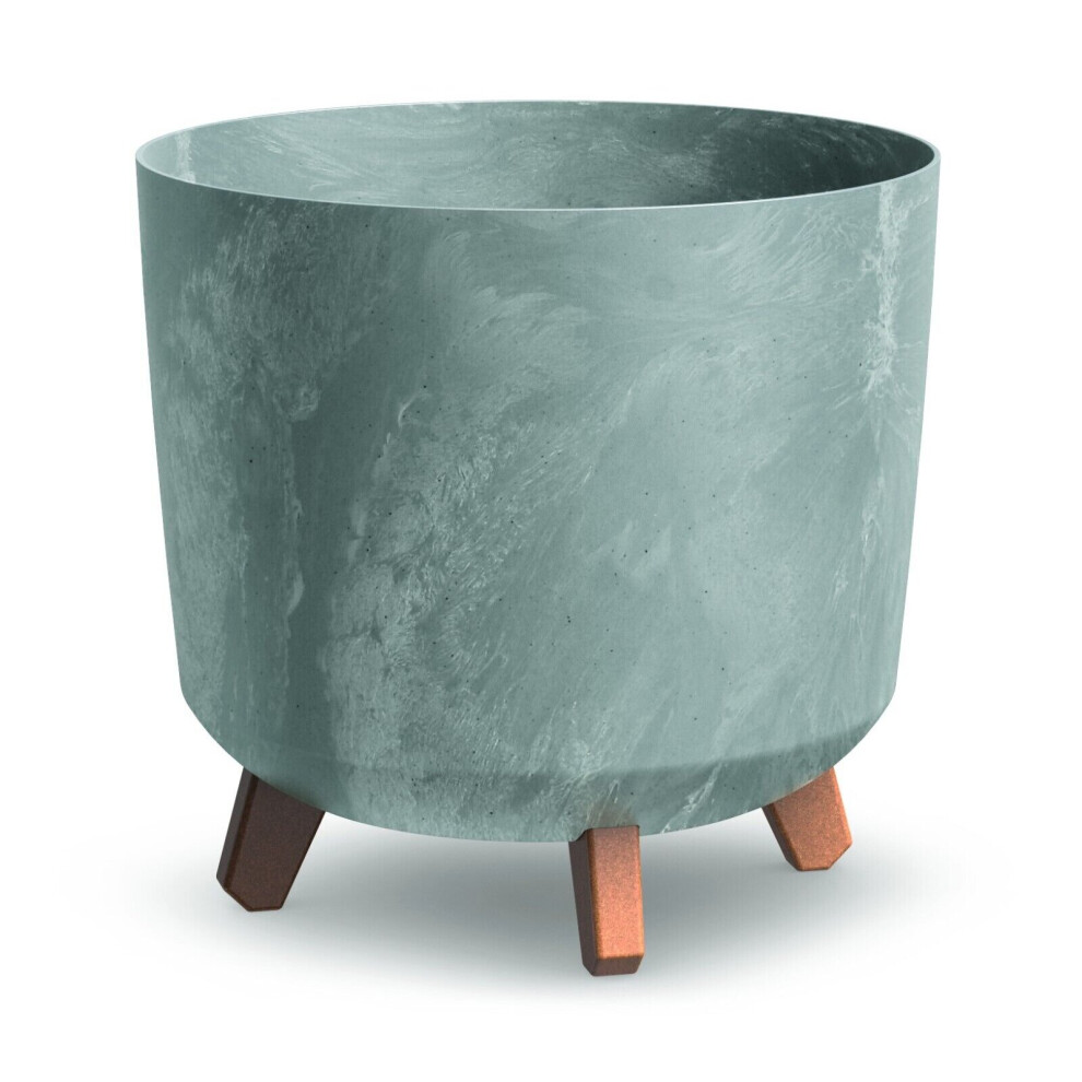 (concrete) Large Round Concrete Look Plastic Planter Flower Pot Indoor Outdoor With Legs
