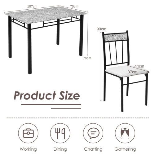 Costway 5 Pieces Modern Kitchen Dining Set 1 Bar Table and  4 High Back Chairs 1