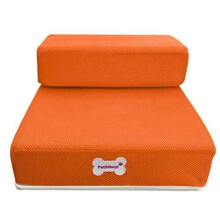 ( Orange) 2-STEP MESH FOLDING PET DOG RAMP STAIRS ANIMAL MAT