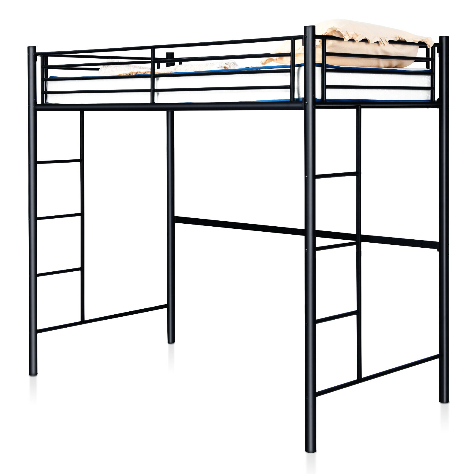 3.5FT Single Metal Loft Bed Frame High Sleeper Bunk Bed Desk Cabin Bed on OnBuy