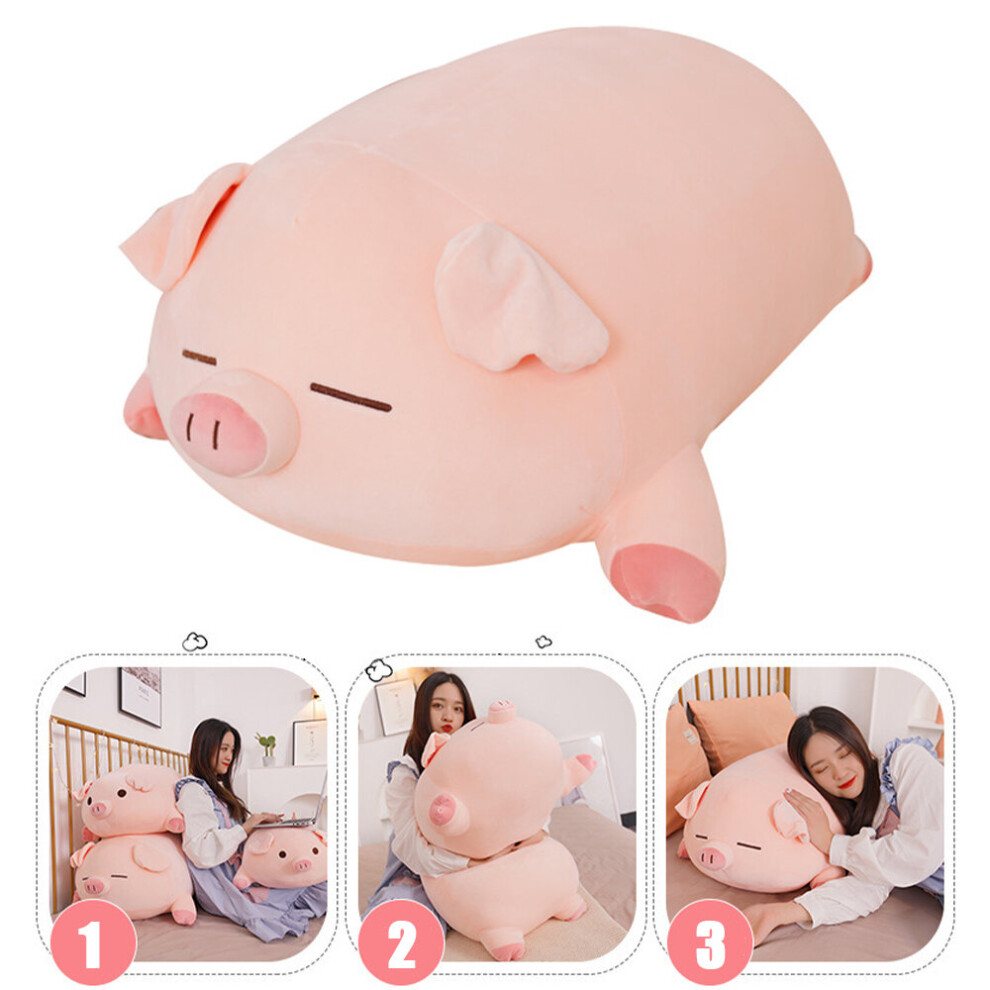 (Open Eyes) Soft Fat Pig Plush Hugging Pillow, Cute Piggy Stuffed Animal Doll Toy Gifts for Bedding, Kids Birthday, Valentine's Day, Christmas