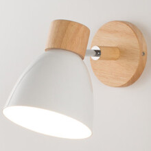 (White) Wooden Nordic Wall Lamp With Switch Modern Wall Sconce For Bedroom Living Room Home Lighting Macaroon