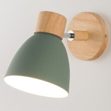 (Green) Wooden Nordic Wall Lamp With Switch Modern Wall Sconce For Bedroom Living Room Home Lighting Macaroon