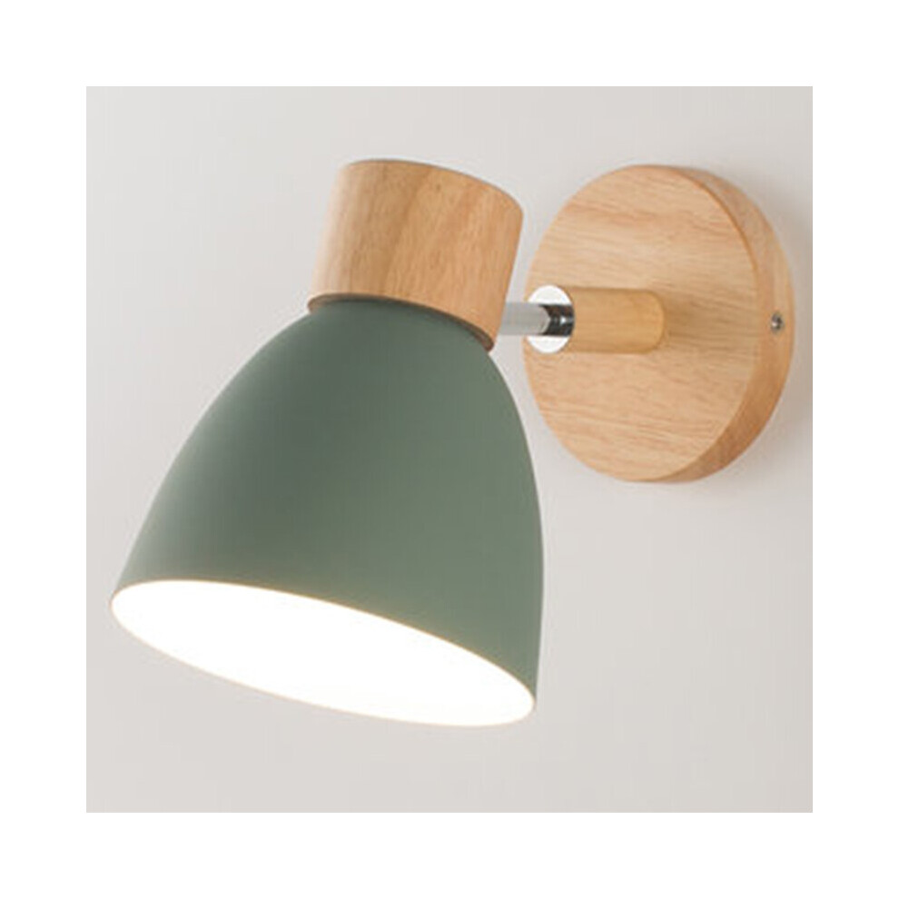 (Green) Wooden Nordic Wall Lamp With Switch Modern Wall Sconce For Bedroom Living Room Home Lighting Macaroon