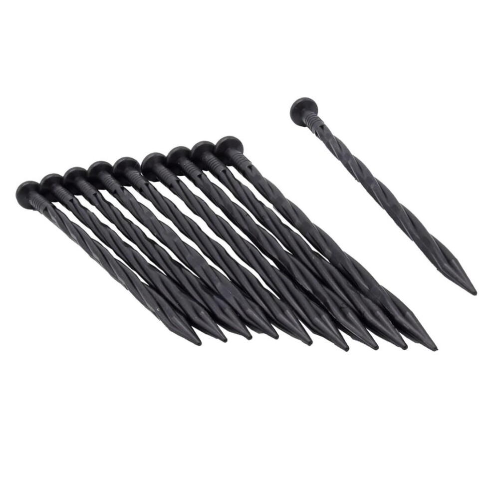 Nature Ground Spikes Garden Anchor Peg Ground Anchor Peg Outdoor 10 pcs Black