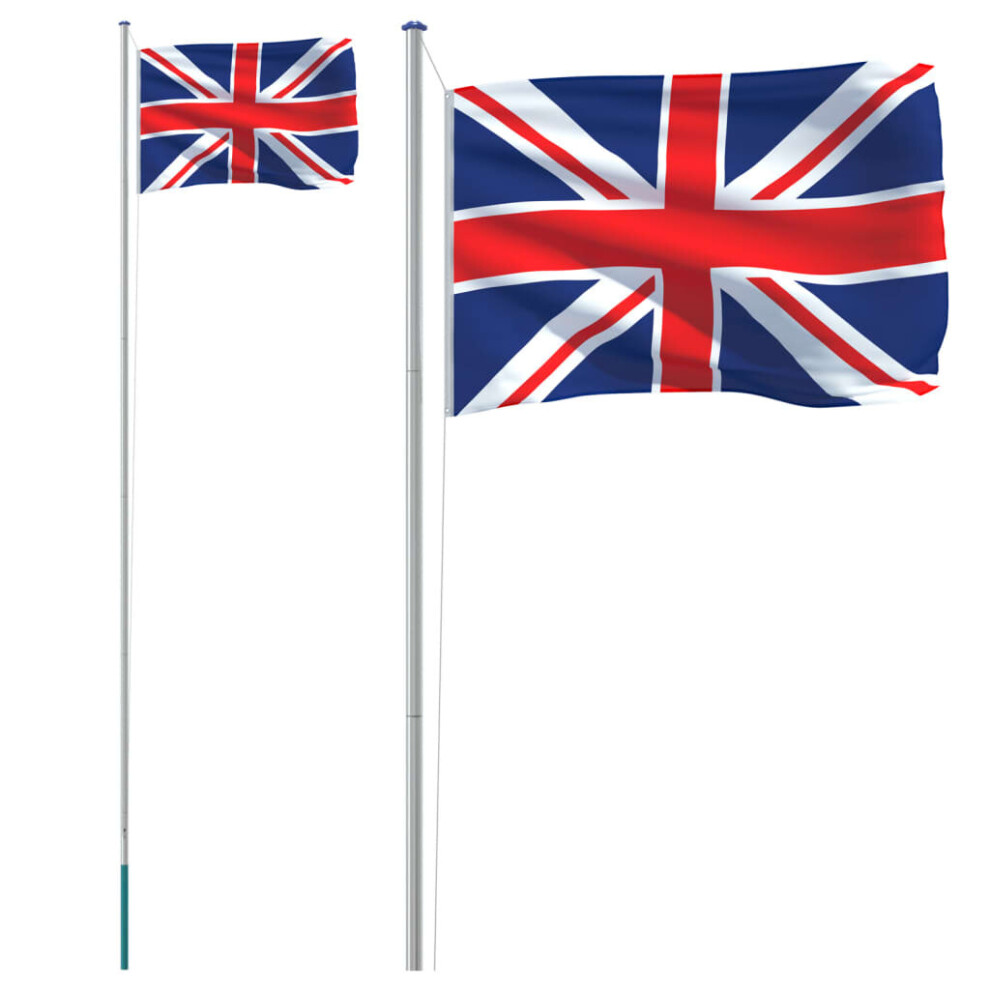 vidaXL UK Flag And Pole 6.23 M Aluminium Outdoor Garden Camping Flag Pole