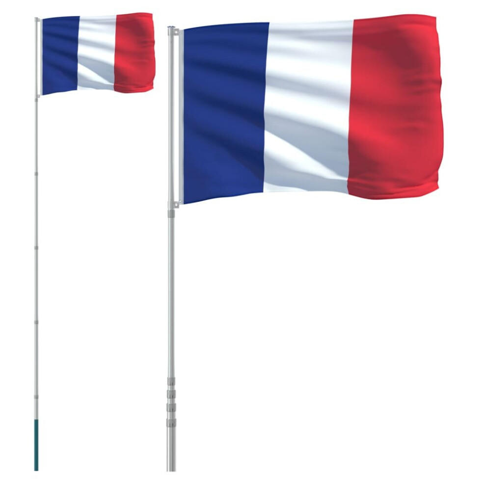 vidaXL France Flag and Pole 5.55 m Aluminium Outdoor Garden Camper Flag Pole