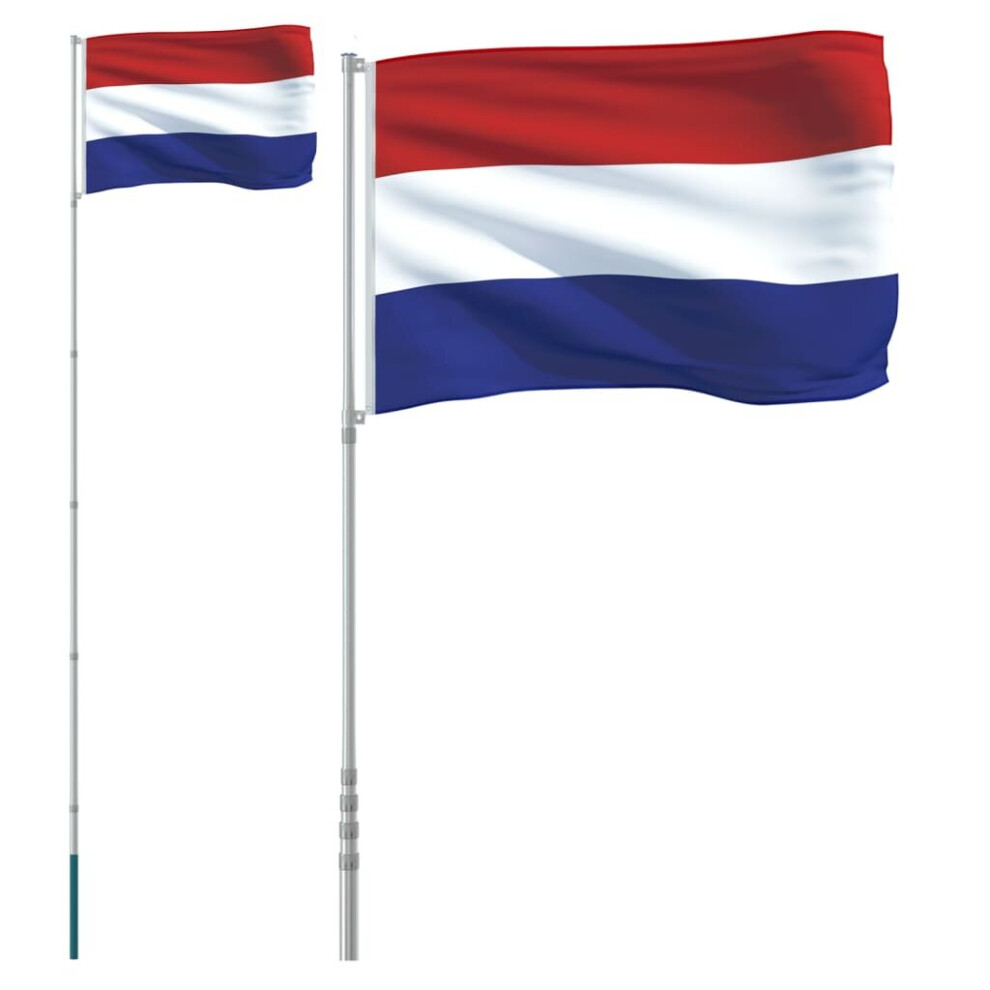 vidaXL Netherlands Flag and Pole 5.55 m Aluminium Dutch Holland Flag Pole