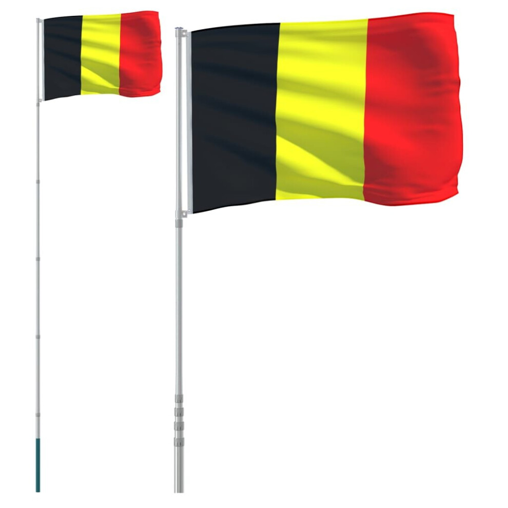 vidaXL Belgium Flag and Pole 5.55 m Aluminium Outdoor Garden Camper Flag Pole