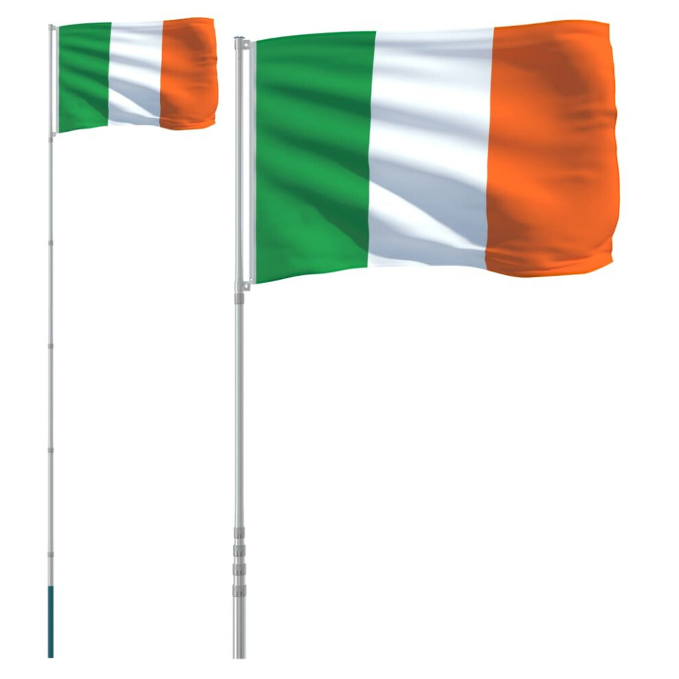 vidaXL Ireland Flag and Pole 5.55 m Aluminium Outdoor Garden Camper Flag Pole