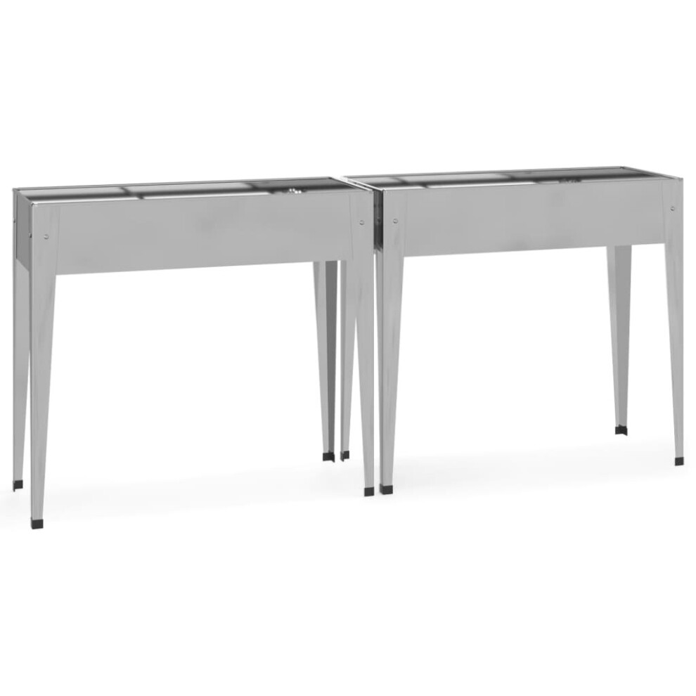 Vidaxl 2X Garden Planters Galvanised Steel Patio Raised Bed Outdoor Flower Pot