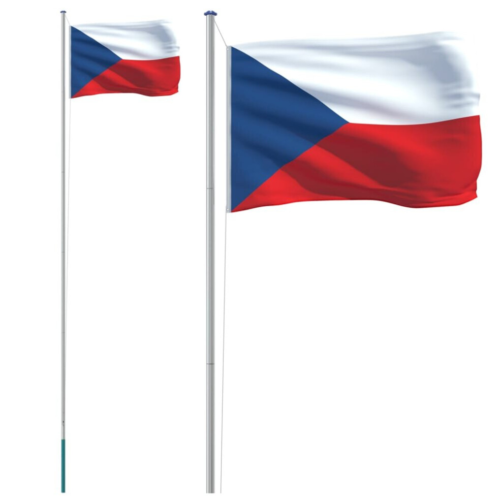 vidaXL Czech Flag and Pole 6.23 m Aluminium Outdoor Garden Camper Flag Pole