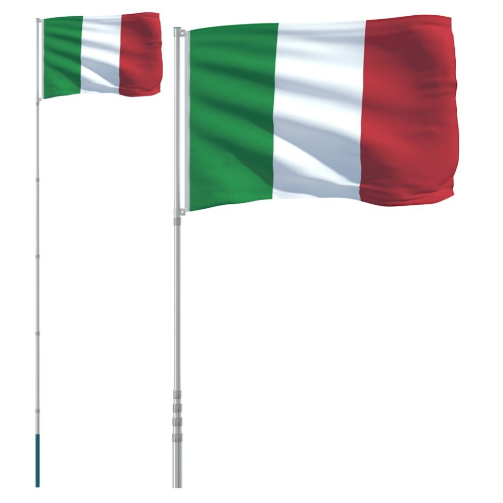 vidaXL Italy Flag and Pole 5.55 m Aluminium Outdoor Garden Camper Flag Pole