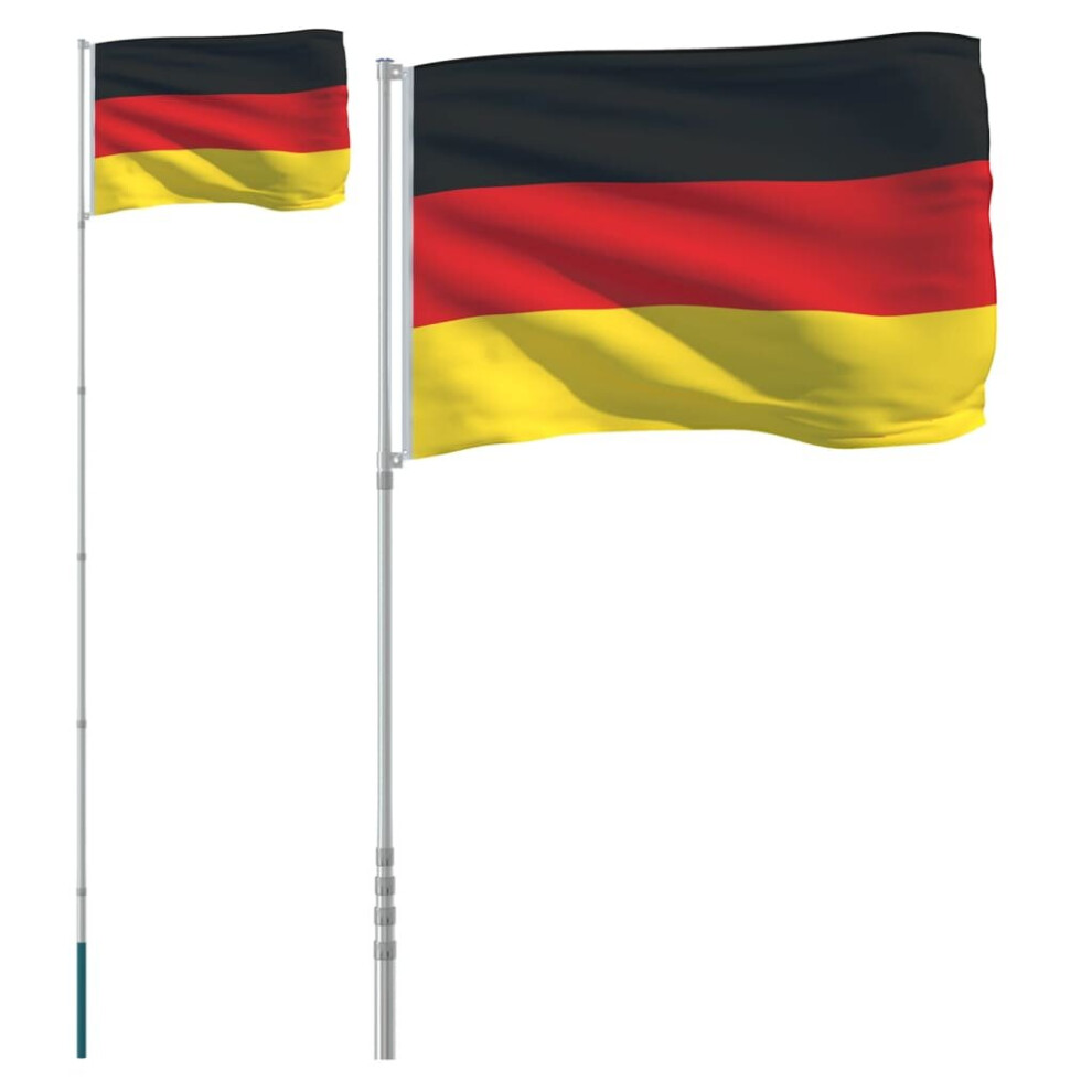 vidaXL Germany Flag and Pole 5.55 m Aluminium Outdoor Garden Camper Flag Pole