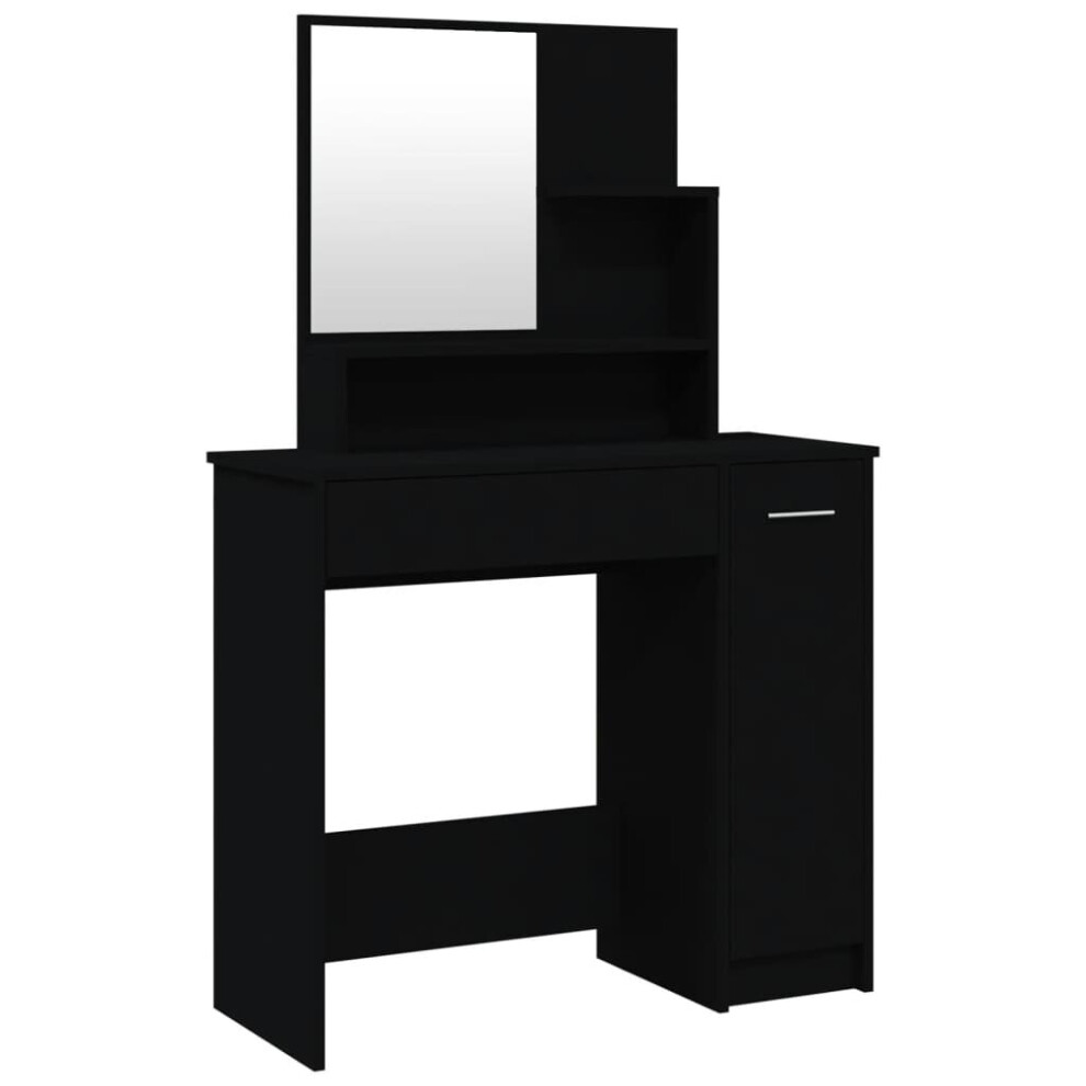 vidaXL Dressing Table with Mirror Black 86.5x35x136 cm Makeup Vanity Desk