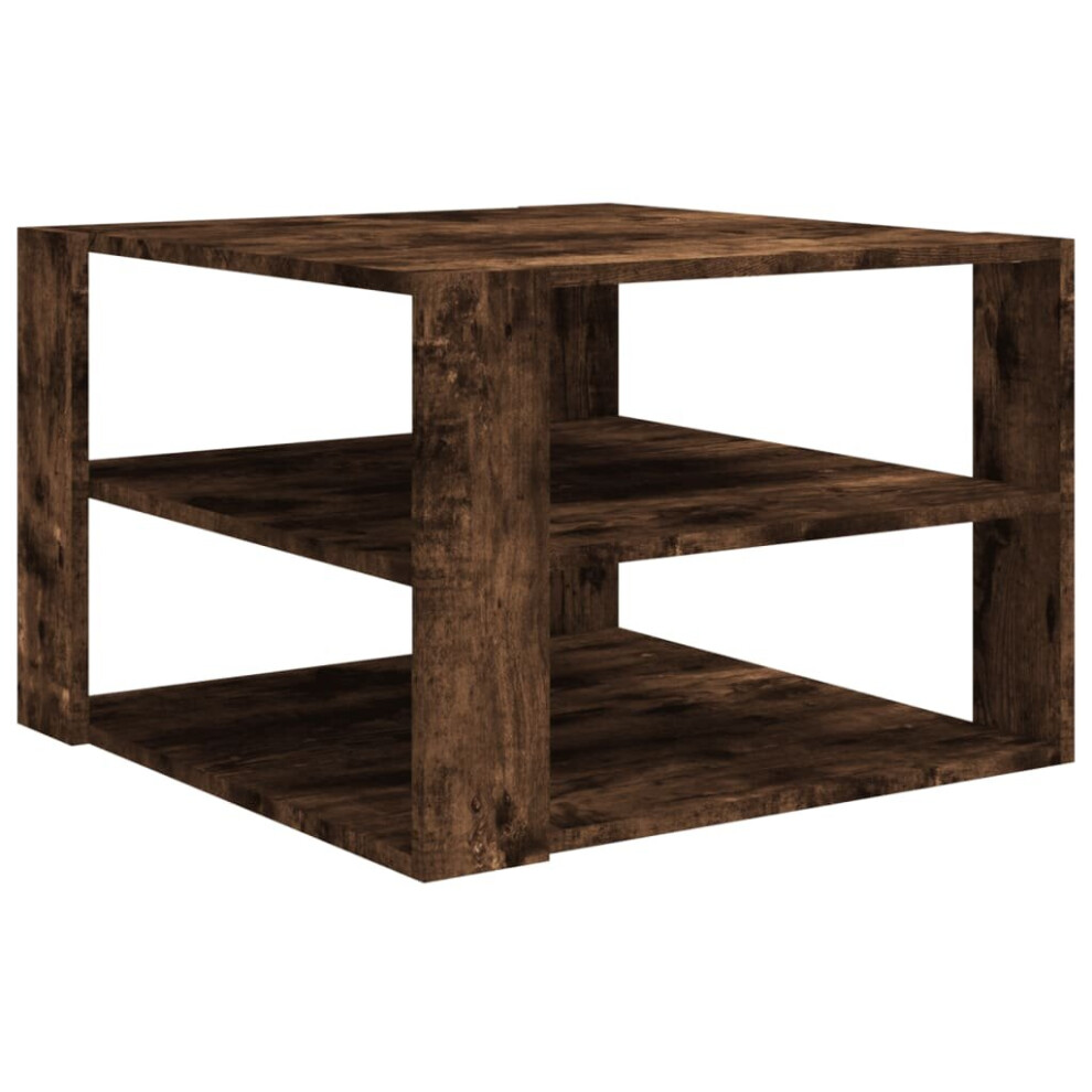 vidaXL Coffee Table Smoked Oak 60x60x40 cm Engineered Wood End Table Shelf