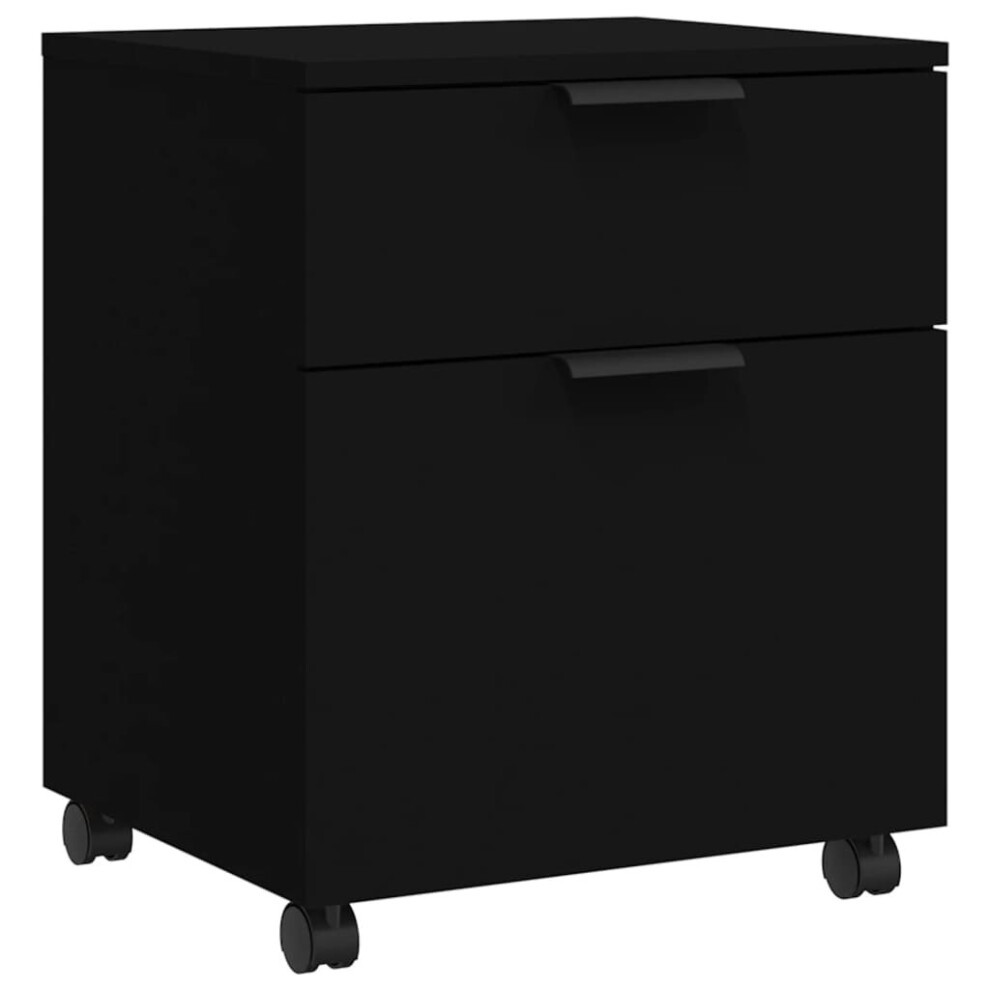 vidaXL Mobile File Cabinet Filing Cabinet with Wheels Black Engineered Wood