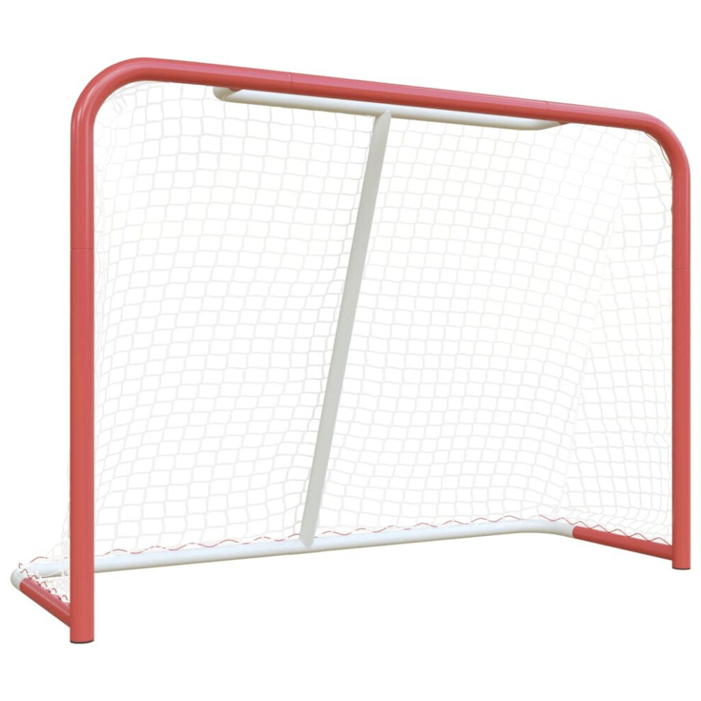 vidaXL Hockey Goal with Net Hockey Training Red and White Steel and Polyester