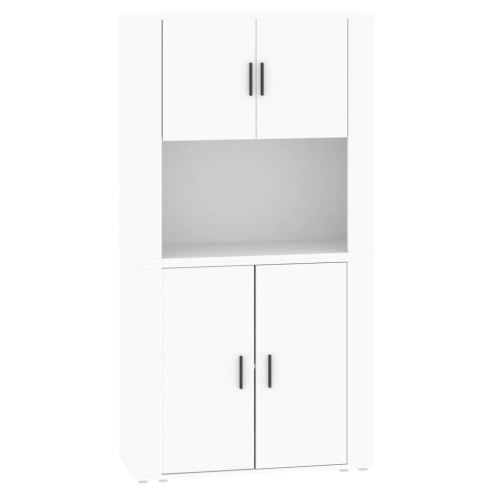 Vidaxl Highboard White Engineered Wood Cupboard Sideboard Storage Cabinet