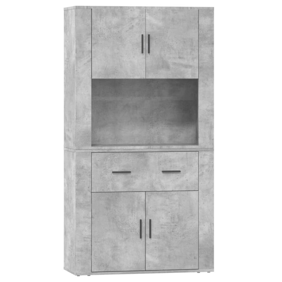 vidaXL Highboard Concrete Grey Engineered Wood Cupboard Sideboard Cabinet