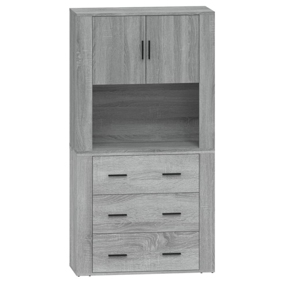 Vidaxl Highboard Sonoma Engineered Wood Cupboard Sideboard Side Cabinet Grey