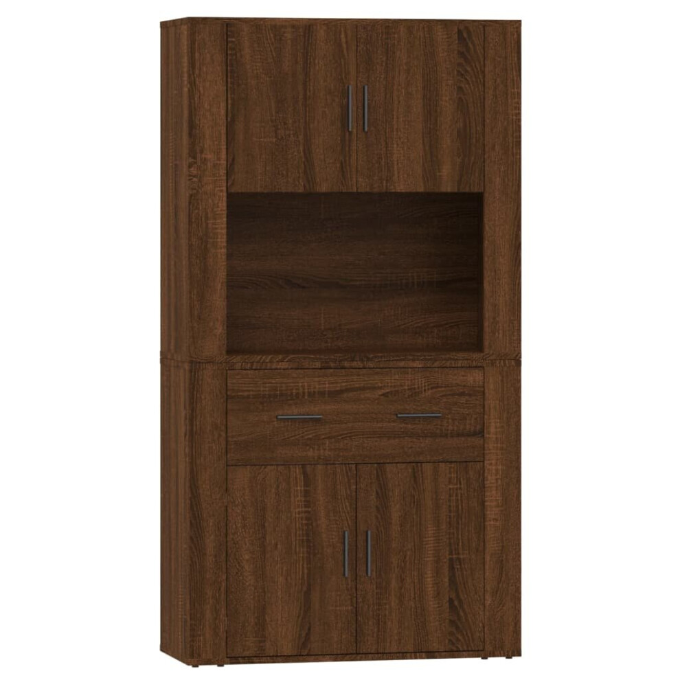 vidaXL Highboard Brown Oak Engineered Wood Cupboard Sideboard Storage Cabinet