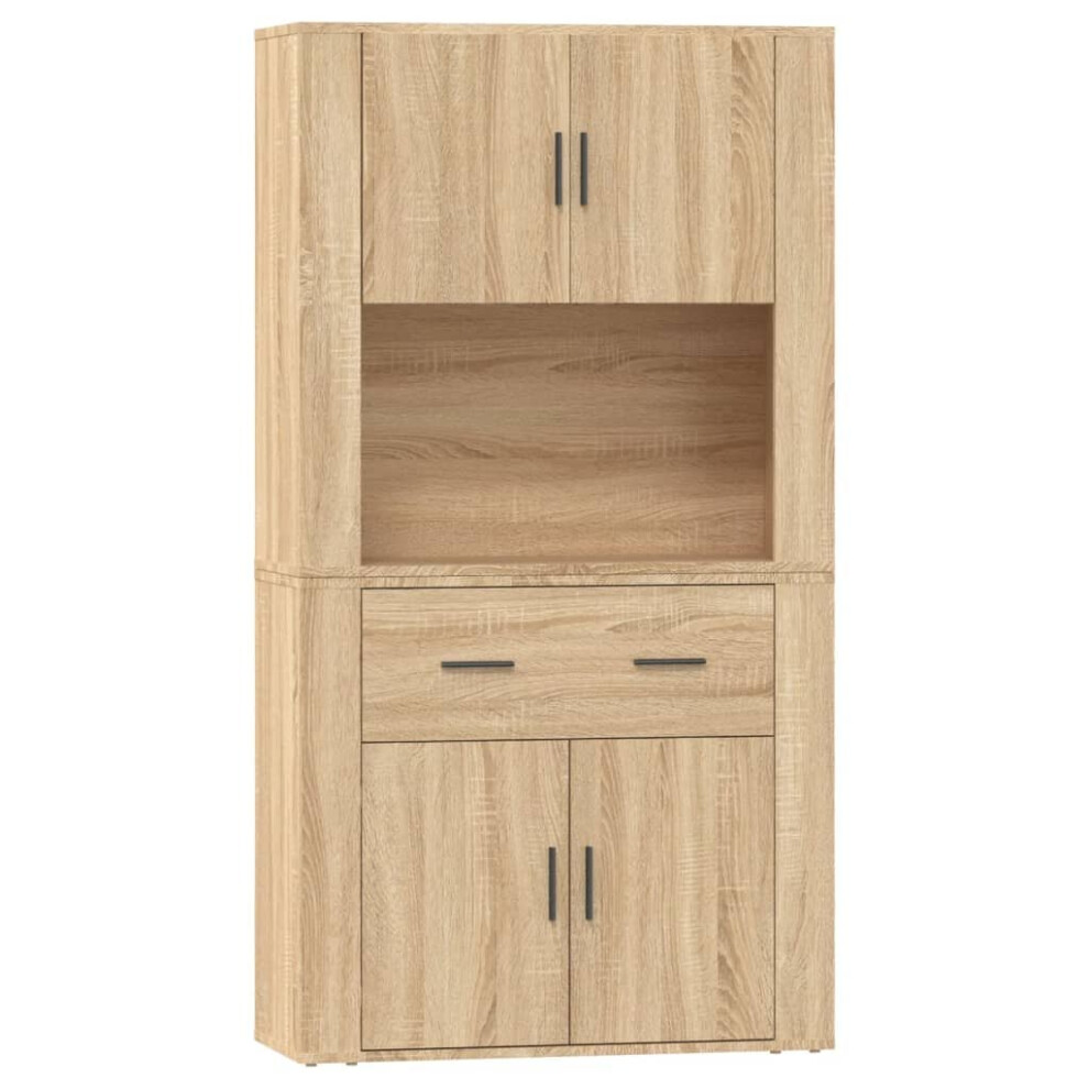 Vidaxl Highboard Sonoma Oak Engineered Wood Cupboard Sideboard Storage Cabinet